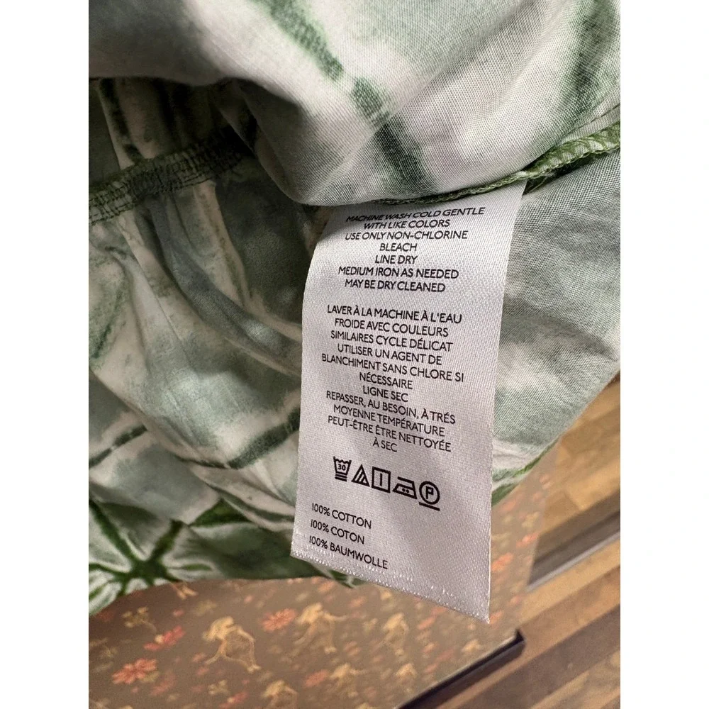 By Anthropologie Green Shibori Tie Dye Puff Sleeve Peplum Blouse XS OB1926669